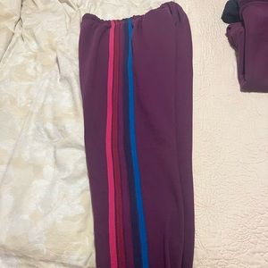 Aviator Nation Purple Five Stripe Sweatpants, Size M